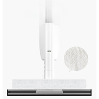 Stergator de Geamuri Flippy, cu Doua Fete, Tija Telescopica, cu Recipient de Lichid, Laveta din Microfibra, Racleta Silicon, 120 cm, Alb