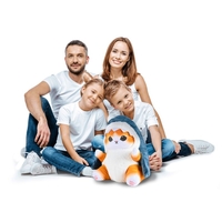 Perna plusata pentru copii, model pisica-rechin, poliester, 55x30 cm, gri