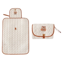 Patura Multifunctionala, Vafy, pentru Schimbat Scutec, Impermeabila, din Bumbac, 50 x 70 cm, Portabila, Model Veverita, Bej