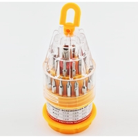 Set de Surubelnite 31-in-1 cu Clichet, Vafy, Set de Uz Casnic pentru Repararea Electronicelor Mici, Maner durabil Izolat Magnetic, 10 x 5 x 5 cm, Galben