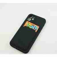 Husa protectie Vafy cu suport card compatibila cu Apple iPhone 12 Mini Negru