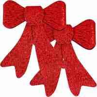 Set 2 ornamente pentru bradul de Craciun, fundita, 18cm, rosu