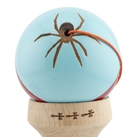 Kendama X Originala Silken, Profesionala, Flippy, Cupe Mari KING SIZE V3, Super Sticky, Gaura in Baza, Rulment Metalic, din lemn 18 cm, Ata 62/65 cm, Albastru deschis