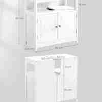 VASAGLE Dulap baie 60x30x60 cm, 2 usi, compartiment deschis, stil scandinav, alb mat