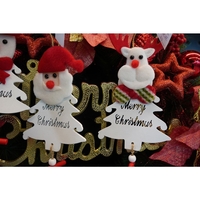 Ornament de brad mos craciun, Flippy, alb, lemn, 20 cm
