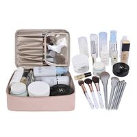 Geanta de Calatorie, Flippy, pentru Cosmetice si Articole de Toaleta, Material Impermeabil, 2 in 1, Portfard Interior Detasabil, 23 x 16 x 8 cm, Roz