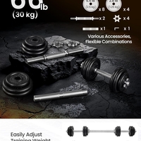 SONGMICS Set gantere reglabile 30 kg din fonta, 12 discuri, cu bara extensibila