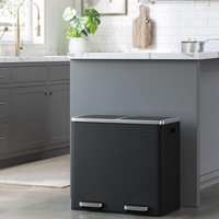 SONGMICS Cos de gunoi din inox cu 2 compartimente colectare selectiva, cu galeti interioare, 2x24 litri, negru