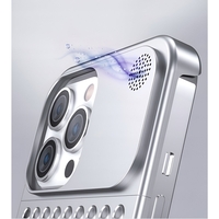 Husa Aromaterapia Compatibila cu iPhone 15 Pro, Vafy, Antisoc, Antizgariere, Protectie Camera si Supraincalzire, din Aliaj de Aluminiu, Argintiu