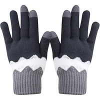 Manusi de Dama, Flippy, Model Ondulat, Functie Touchscreen (ecran tactil), Material Acril Tricotat, Manseta Elastica, Interior Catifelat, Marime Universala, Gri/Alb