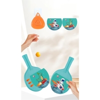 Set 2 Palete de Tenis de Masa, Flippy, pentru Copii, Design Animat, Tematica Astronauti, Accesoriu de Agatat Inclus si 2 Mingi, Albastru