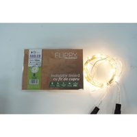 Instalatie Liniara de Craciun, 30 m, Alb Cald, 3 Sectiuni interconectabile, 300 Led-uri, 8 jocuri de lumini, Transformator, Prelungitor 3 m inclus, Fir Cupru, Vafy