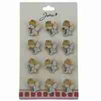 Set 12 Brose Martisor pentru Copii, Jolie, Model Ingeras, Alb