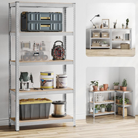 SONGMICS Set de 2 Rafturi de depozitare, cadru din otel armat, polite din MDF, max 2x875kg, 180x90x40cm, gri