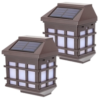 Lampa solara LED tip Felinar pentru perete, Flippy, Set 2 Bucati, 11.5 x 8.3cm, 1.2V, ABS, 400mAh, Lumina Alb Rece, Maro