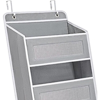 Organizator Suspendat pentru Usi, Flippy, din Nailon si Plasa, Baza de Carton Ingrosat, 5 Buzunare Principale + 5 Buzunare Laterale, 146 x 40 x 17 cm, 2 Carlige Incluse, Gri