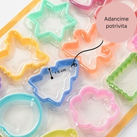 Set 12 forme pentru prajituri Flippy, material polipropilena, diverse forme, pentru orice ocazie, adancime 1.6 cm, 23.3 x 33.5 x 1.8 cm, multicolor