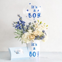 Sticker Autocolant, Vafy, Tematica Gender Reveal, Model Scris It's a Boy, 19.5x27.5 cm, Albastru