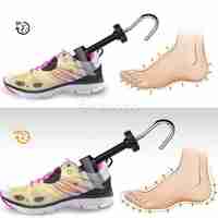 Set 2 Sanuri/Calapoade Reglabilile, Flippy, pentru Alungit si Largit Pantofi, Geanta si Incaltator Incluse, Universale, Unisex, din ABS Premium, Arc, Marime 30 - 36, Galben