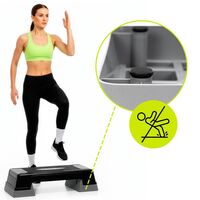 Step aerobic fitness reglabil 2 niveluri, PP, maxim 350 kg, 73x29x18 cm, negru gri