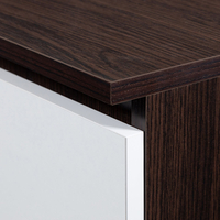 Birou computer cu 3 sertare si raft pentru tastatura, dreapta, 90x50x77 cm, maro wenge si alb