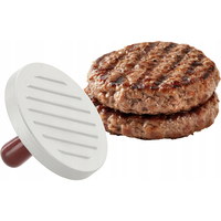 Presa pentru burgeri din aluminiu cu maner din lemn, 12x7 cm, gri