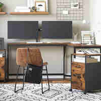 VASAGLE Dulap mobil tip rollbox pentru birouri, cu 2 sertare, stil industrial, 44x42x67cm, maro rustic