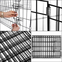 Tarc pentru animale de companie, din fier, forma configurabila, cu usa de acces, 3XL, 155x155x61cm, negru