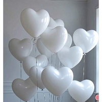 Set 10 Baloane, Flippy, Model Inima, din Latex, 25 cm, Alb