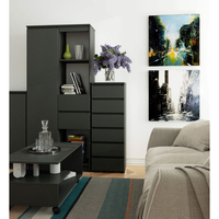 Comoda cu 6 sertare, PAL laminat 16 mm, 40x35x109 cm, gri