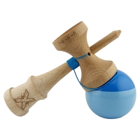 Kendama X Originala, Profesionala, Flippy, Big Cups V2, Super Sticky cu Cupe Mari, Rulment Metalic, din lemn 18 cm, Ata 55 cm, Albastru/Bleu