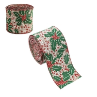 Panglica Decorativa pentru Craciun, Flippy, Ornament pentru Brad de Craciun, Pretreceri, Panglica cu Design Brad de Craciun, 200 x 6.3 cm, Khaki