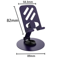 Suport rotativ pentru telefon, Flippy, Complet Metalic, Pliabil, Design Modern pentru Desktop, Multifunctional, Compatibil cu Tableta, 10.5 x 9 x 9 cm, 80 g, Mov inchis