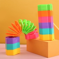 Puzzle pentru copii, Flippy, fidget loop, functie stivuire, bucle, decompresie, curcubeu, 20 cm