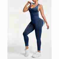 Costum Sport de Dama, Flippy, One Piece, pentru Yoga, Elastic, Fara Cusaturi, Albastru Marin, Marime L