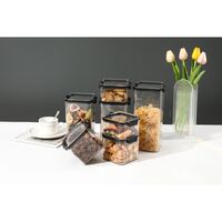 Set 8 Recipiente din Plastic, Flippy, pentru Alimente/Obiecte, Inchidere Ermetica, 2 x 460 ml, 3 x 700 ml, 2 x 1300 ml, 1 x 1800 ml, Transparent