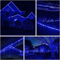 Instalatie Craciun, 26 m, 624 Led-uri, Furtun Luminos, Albastru, Transformator, 8 jocuri de lumini, Sectionabila, 220 V, Vafy