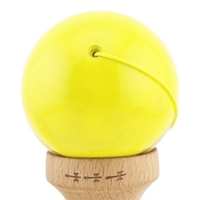 Kendama X Rainbow Originala, Profesionala, Flippy, Big Cups V2, Super Sticky cu Cupe Mari, Rulment Metalic, din lemn 18 cm, Ata 55 cm, Galben/Maro