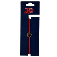 Martisor Bratara din Inox pentru Copii, Jolie, Textil si Inox, Snur Rosu, Model Coroana, Argintiu