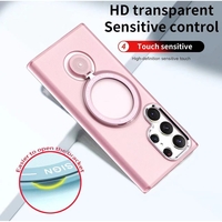 Husa de protectie Vafy, cu incarcare Wireless, Tehnologie Magsafe, TPU, Inel magnetic rotativ cu functie de suport, pentru Samsung Galaxy S23 , Rose Gold