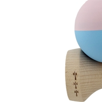 Kendama X Originala, Profesionala, Flippy, Rubber Grip, Cupe Mari KING SIZE V3, Gaura in Baza, Rulment Metalic, din lemn 18 cm, Ata 62/65 cm, Bicolor Roz/Bleu