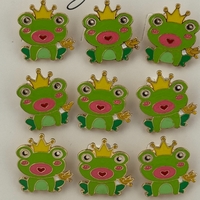 Set 12 Brose Martisor pentru Copii,, Jolie, Model Broscuta cu Coronita, Verde