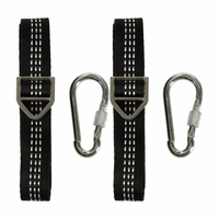 Set prindere hamace si leagane, cu 2 chingi rezistente de 2 m si 2 carabiniere, maxim 300 kg, negru