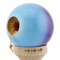 Kendama X Originala, Profesionala, Flippy, Big Cups V2, Super Sticky cu Cupe Mari, din lemn 18 cm, Rulment Metalic cu Ata 55 cm, Mov/Albastru