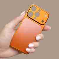 Carcasa Metalica, Vafy, Compatibila Apple iPhone 16 Pro, Creeaza Aspect de iPhone 17 Pro, Unibody Mat, Rezistenta la Zgarieturi, Portocaliu