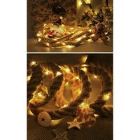 Instalatie Luminoasa, Flippy, cu Fir de Cupru, 2 m, 40 LED-uri, Model Sfoara de Canepa, cu Baterii, IP44, Alb Cald