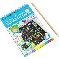 Caiet cu fise razuibile Flippy, DIY Magic Scratch, 12 File, Curcubeu, Creion din Lemn, Cartonase negre, 14.2 x 9.8 cm, Baby Blue
