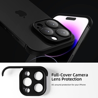 Husa Metalica Edgeless Compatibila cu iPhone 15 Pro, Vafy, Protectie pentru Colturi si Camera, Aliaj, Antisoc, Antizgariere, Negru Metalizat