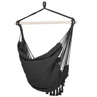 Hamac tip leagan suspendat pentru casa sau gradina, cu perne, 130x100cm, 150kg, gri inchis