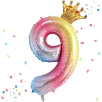 Balon din Folie Metalizata, Flippy, Figurina Cifra Gradient, Tema Aniversare 80 cm, Ambalaj Individual, Pai inclus, Umflare cu Aer sau Heliu
